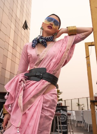 Classic Saree Weaving Handloom silk in Pink