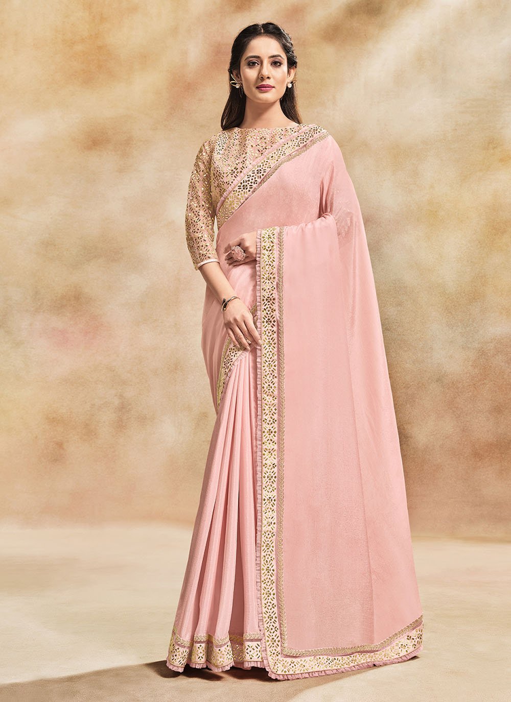 Pink Saree Saree With Jacket Online Light Pink Silk Saree With