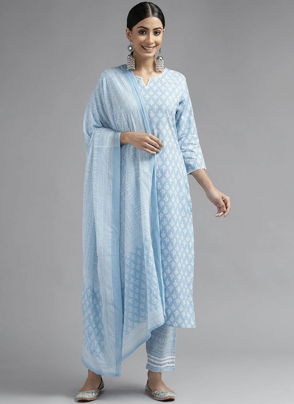 Cotton Blue Printed Salwar Suit