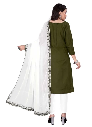 Cotton Embroidered Green Trendy Salwar Suit