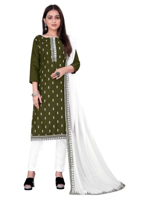 Cotton Embroidered Green Trendy Salwar Suit