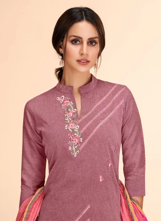 Cotton Embroidered Pant Style Suit