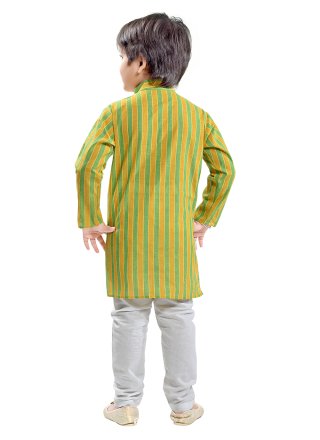 Cotton Green and Yellow Kurta Pyjama