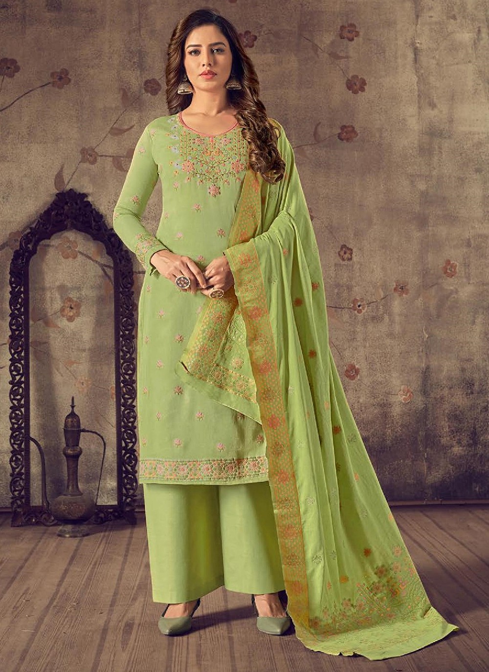 Cotton Green Designer Pakistani Suit