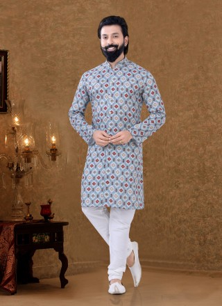 Cotton Multi Colour Digital Print Kurta Pyjama