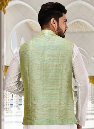 Cotton Nehru Jackets in Green