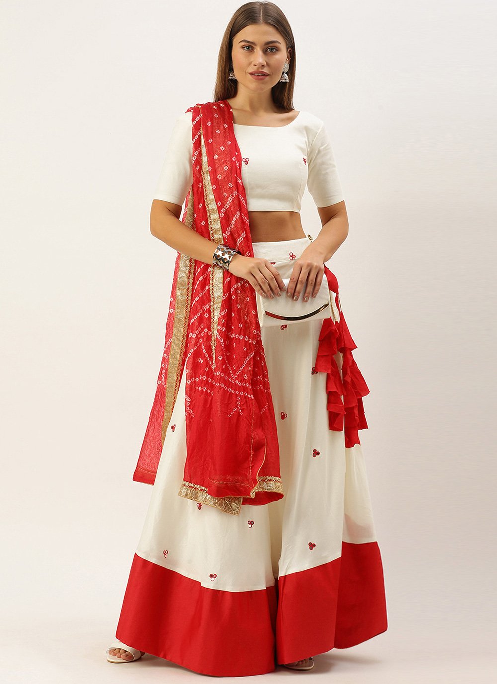 Alluring White/Red Designer Navratri Chaniya Choli – Palkhi Fashion