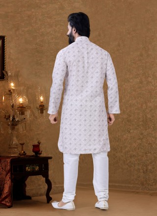 Cotton Off White Kurta Pyjama