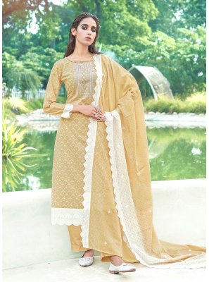 Cotton Pant Style Suit in Beige