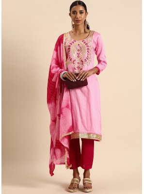 Cotton Pink Embroidered Trendy Salwar Suit