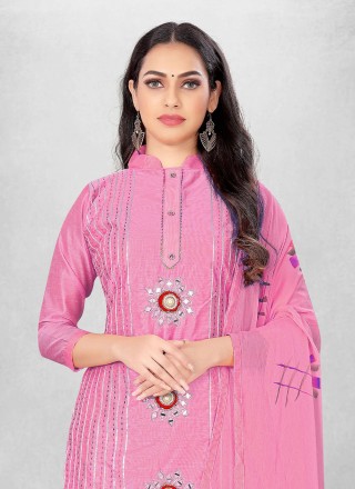 Cotton Pink Printed Churidar Salwar Kameez