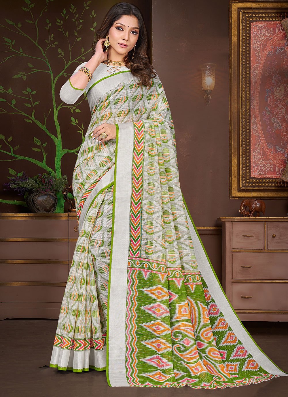 Cotton Printed Multi Colour Trendy Saree