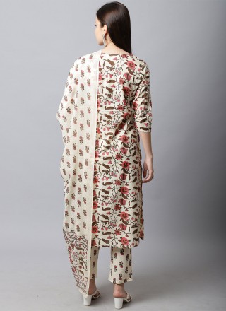 Cotton Readymade Salwar Kameez in Off White