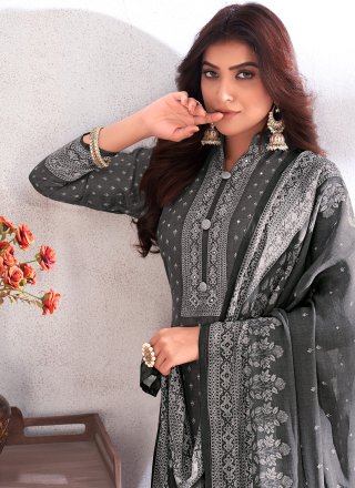 Cotton Silk Grey Designer Palazzo Salwar Suit