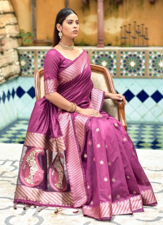 Cotton Silk Purple Contemporary Saree