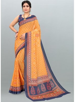 Cotton Silk Traditional Saree in Orange