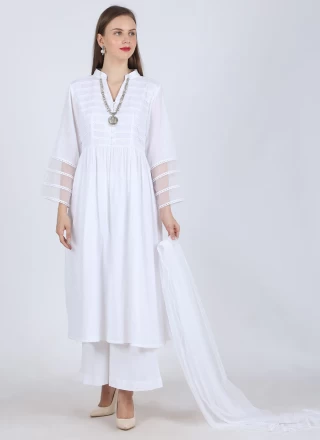 Cotton White Readymade Salwar Suit