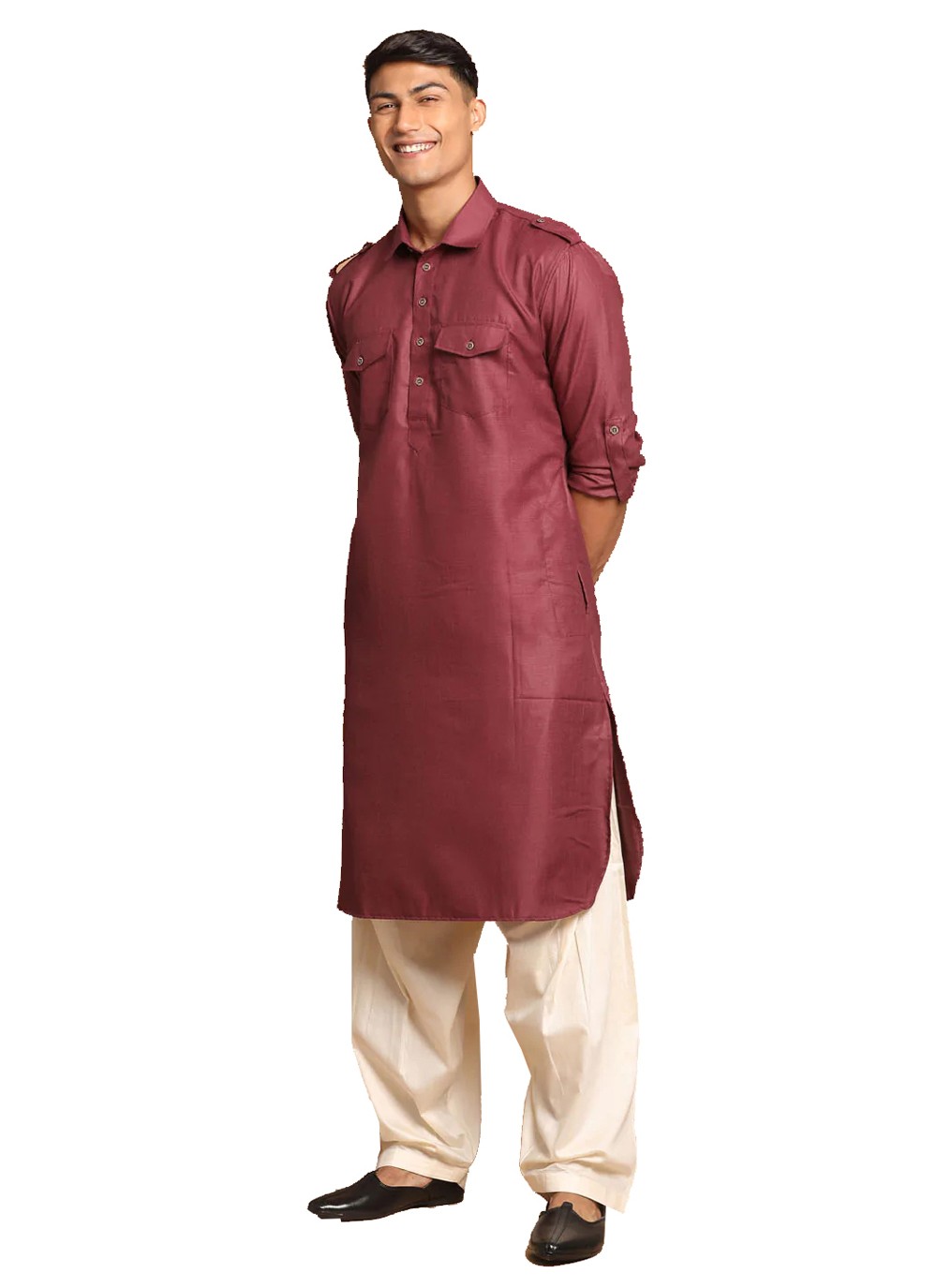 Wine color pathani online suit