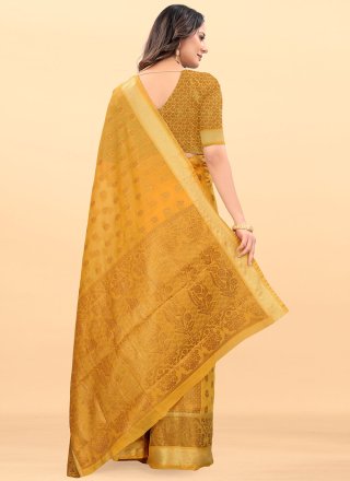 Cotton Woven Classic Designer Saree in Yellow
