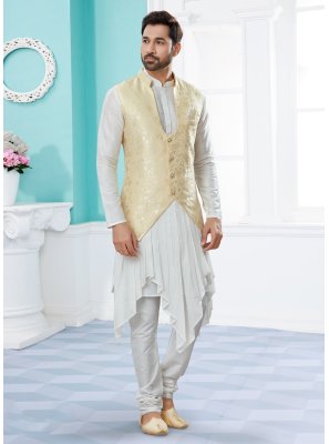 Cream and Off White Jacquard Work Ceremonial Indo Western