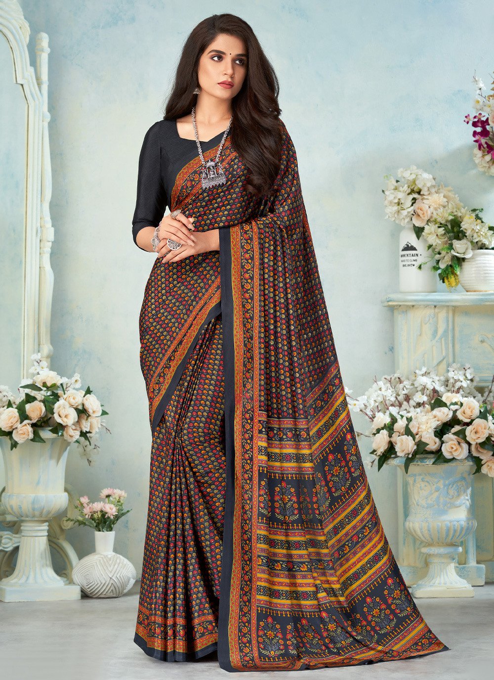 Crepe Silk Multi Colour Weaving Trendy Saree