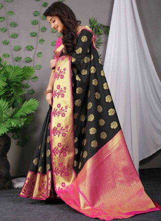 Designer Saree Weaving Banarasi Silk in Black