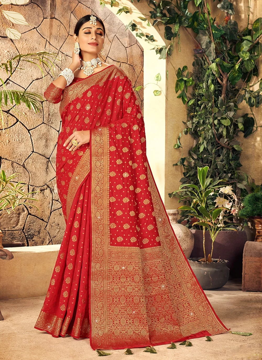 Designer Saree Weaving Silk in Red