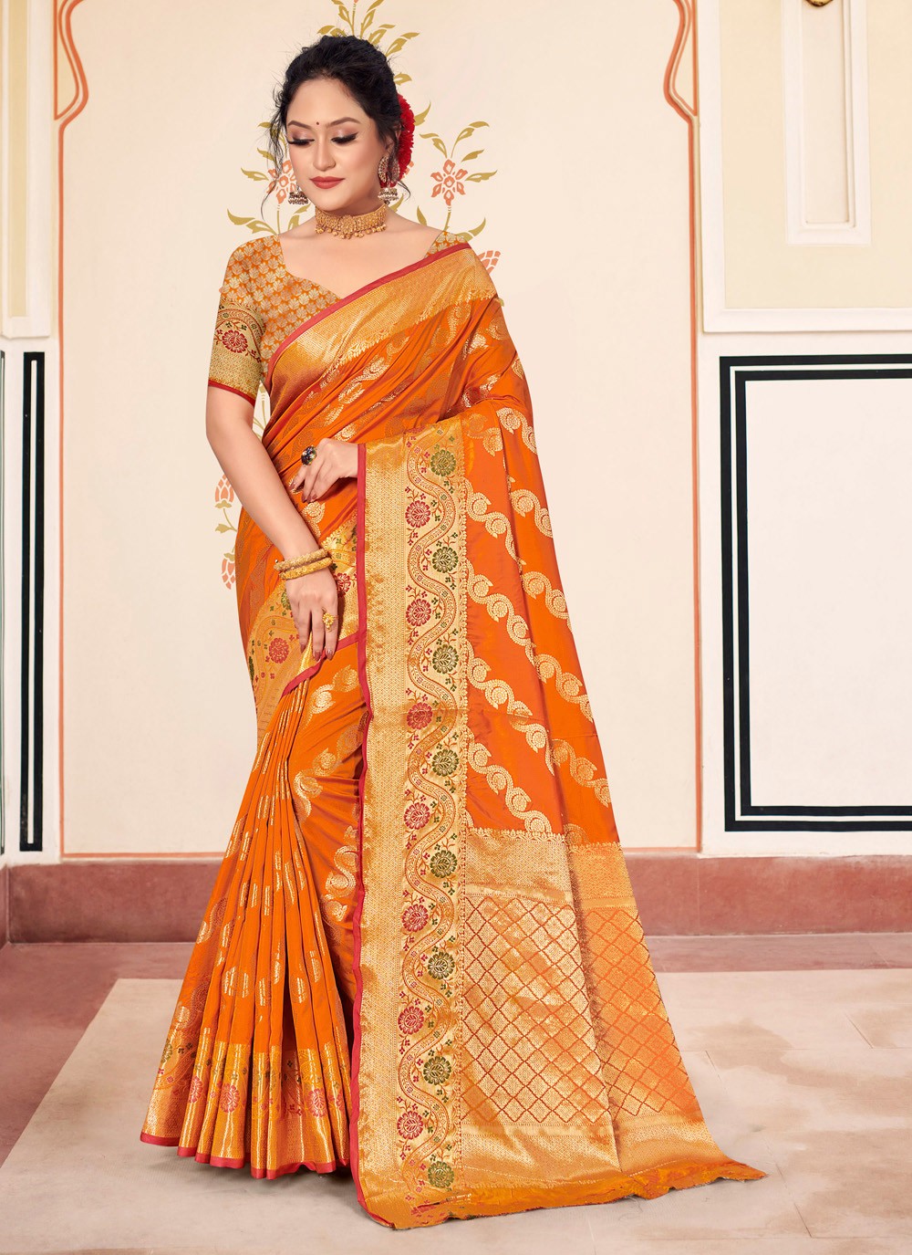 Buy R R B RETAIL Self Design, Solid/Plain Kanjivaram Pure Silk Red Sarees  Online @ Best Price In India | Flipkart.com