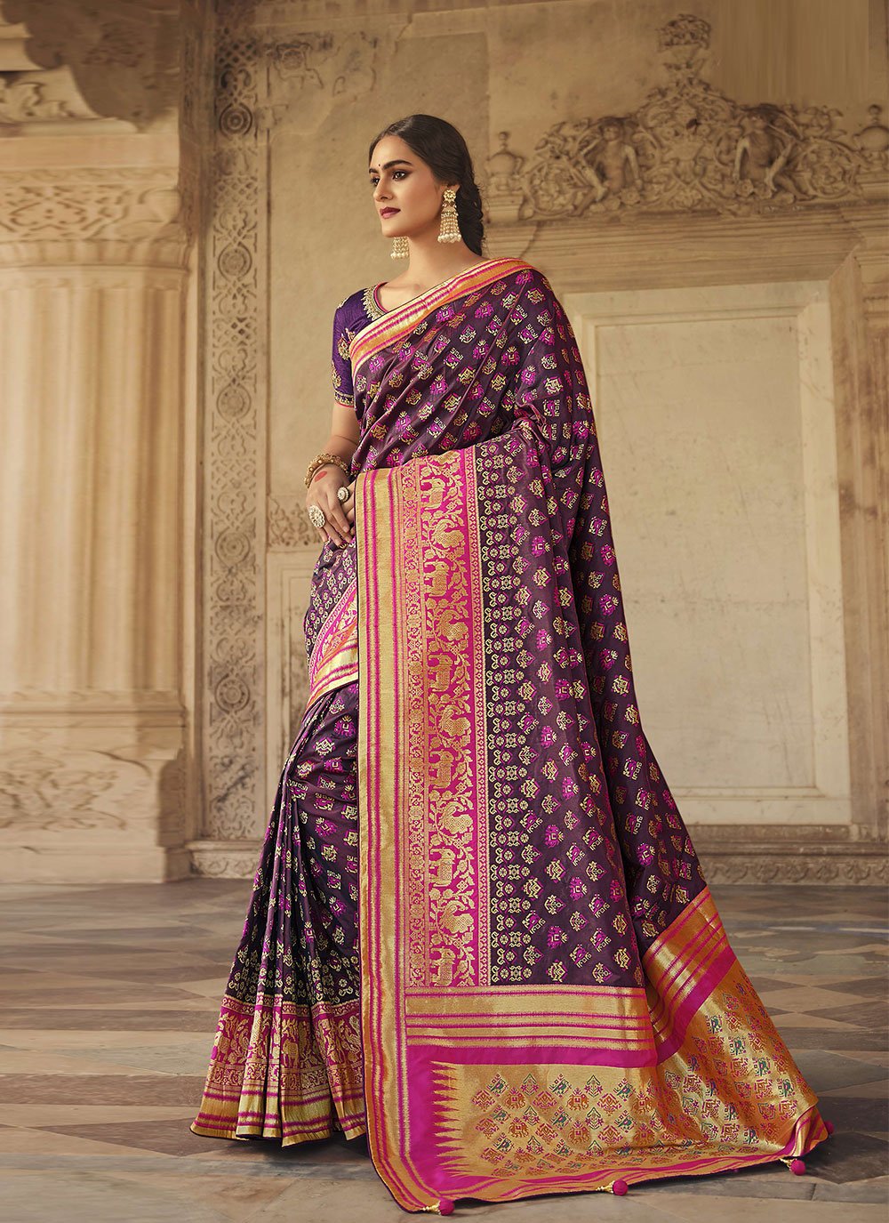Designer Traditional Saree Weaving Silk in Purple