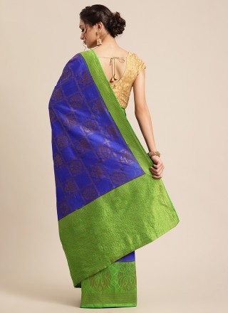 Designer Traditional Saree Woven Banarasi Silk in Blue