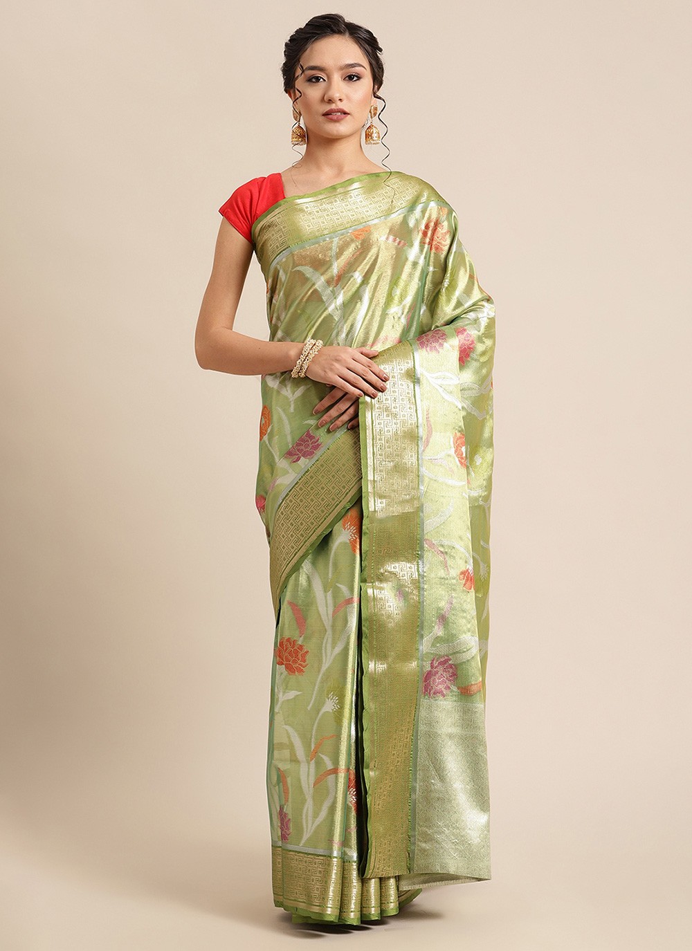 Designer Traditional Saree Woven Banarasi Silk in Green