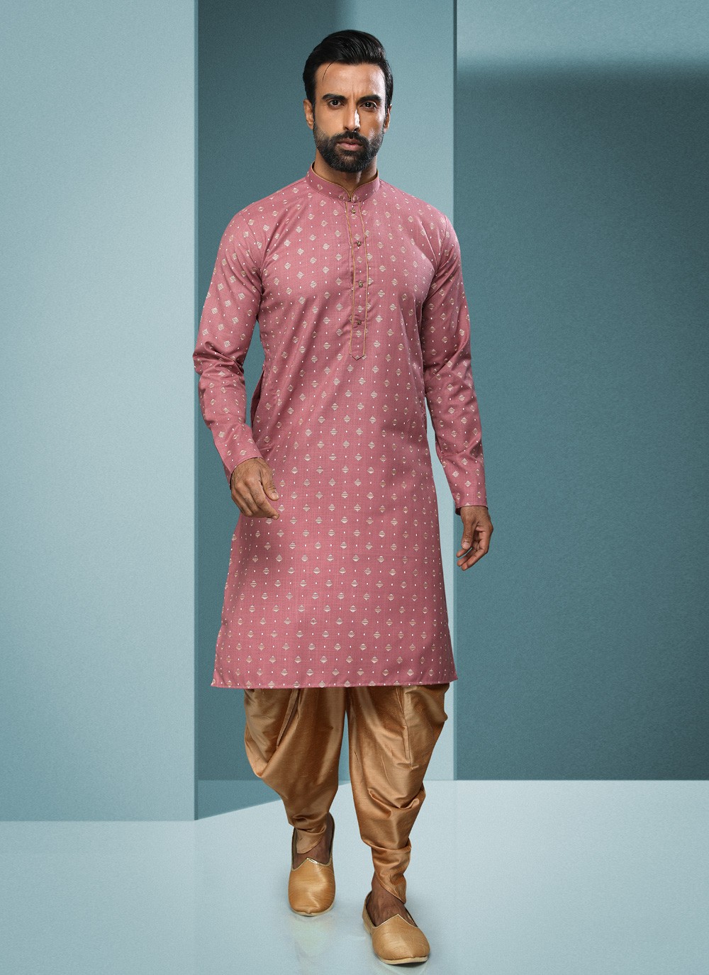 Dhoti Kurta Digital Print Handloom Cotton in Pink
