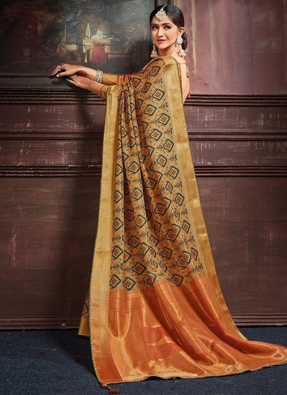 Digital Print Multi Colour Bhagalpuri Silk Designer Traditional Saree
