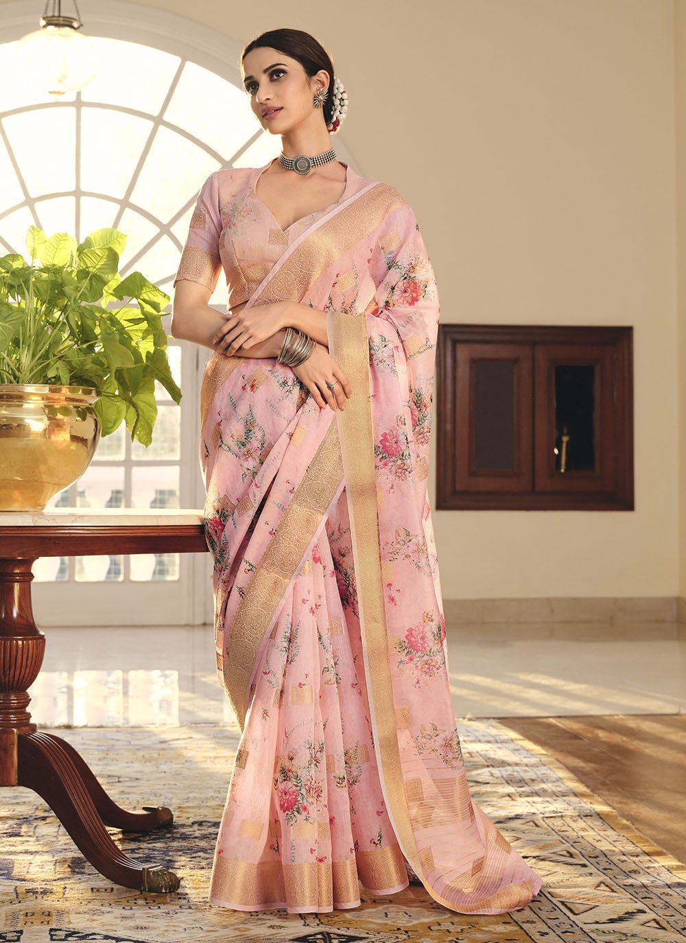 Digital Print Pink Classic Saree