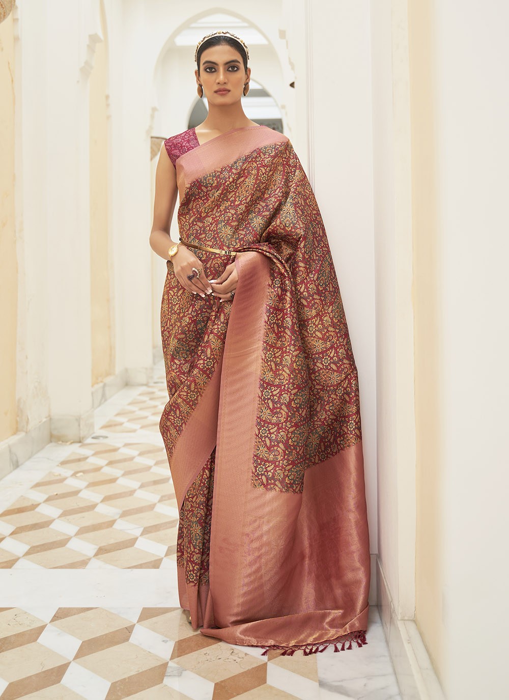 Digital Print Silk Pink Trendy Saree