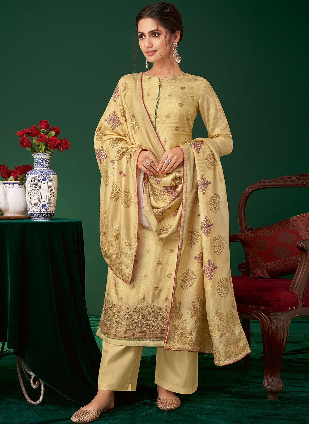 Digital Print Yellow Designer Pakistani Salwar Suit 