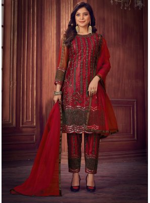Dori Work Net Maroon Designer Salwar Suit