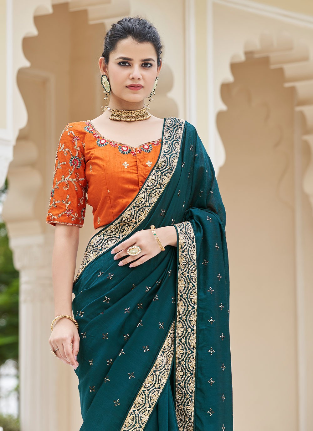 Buy Dori Work Rama Trendy Saree Online : 235875