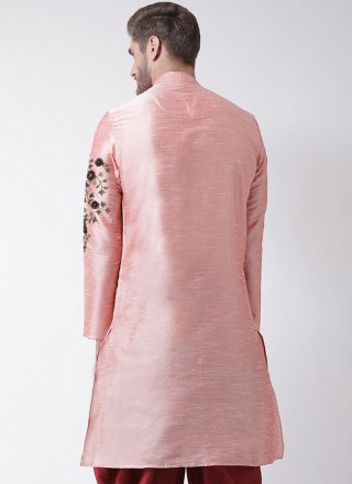 Dupion Silk Angrakha in Pink