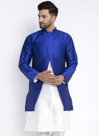 Dupion Silk Jacket Style in Blue