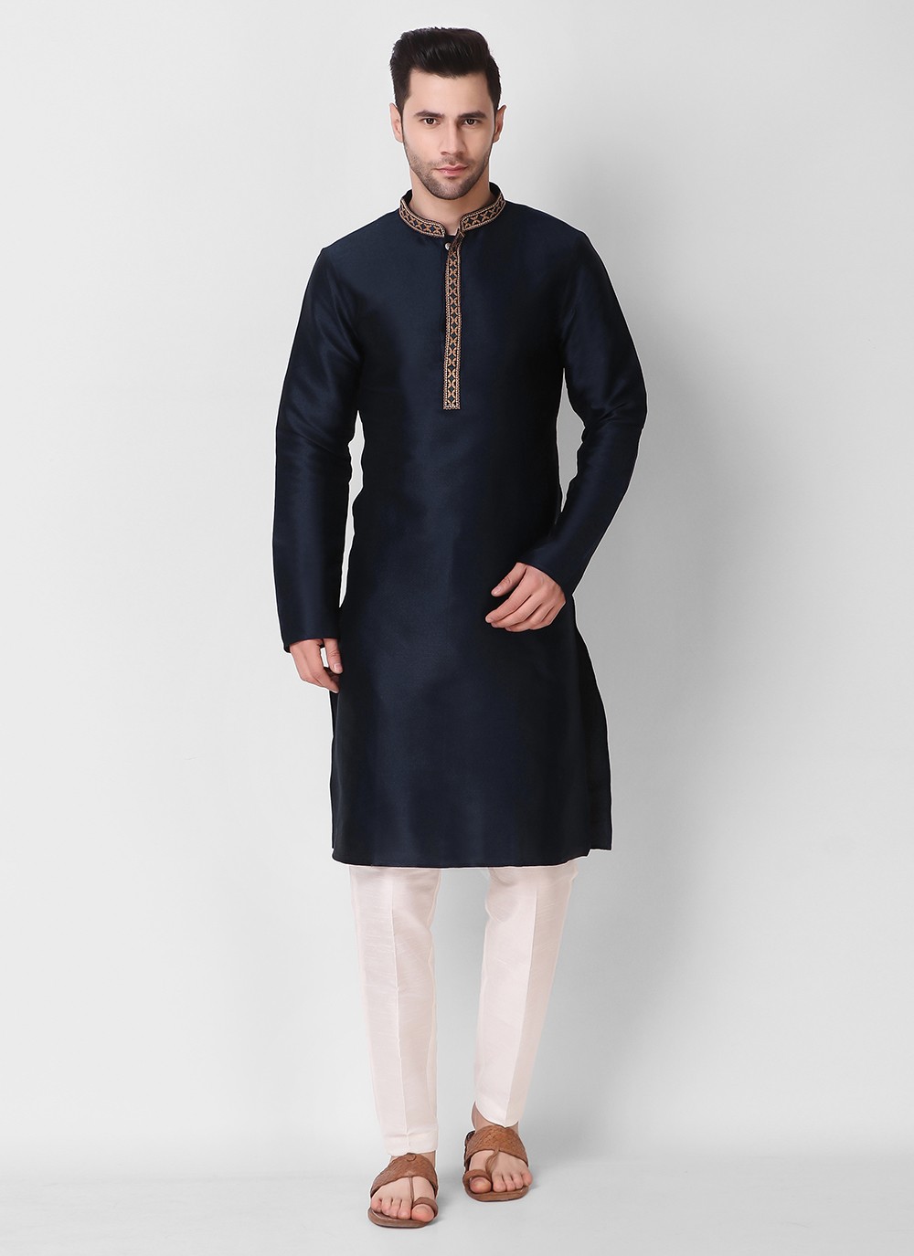 Kurta pajama navy online blue colour