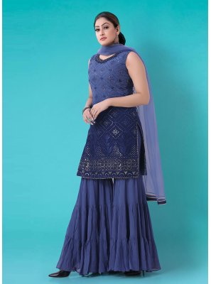Embroidered Blue Readymade Salwar Suit 