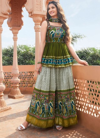Embroidered Fancy Fabric Designer Palazzo Salwar Kameez in Multi Colour