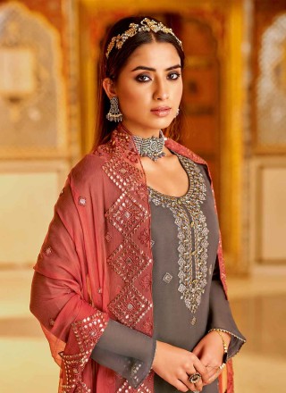 Embroidered Faux Georgette Designer Palazzo Salwar Suit