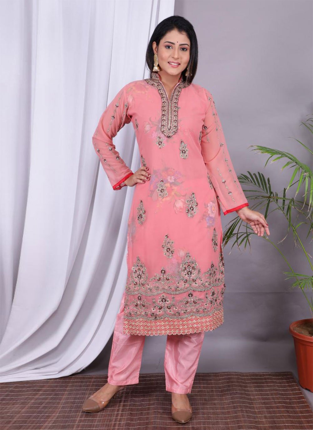 Embroidered Designer Straight Suit