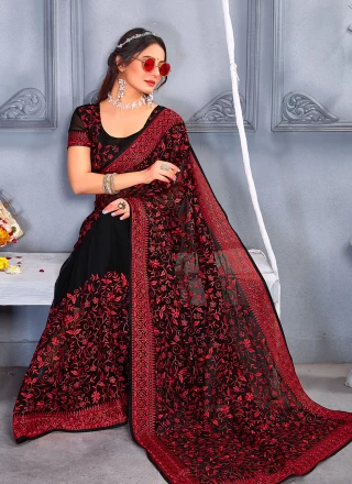 Embroidered Georgette Contemporary Style Saree
