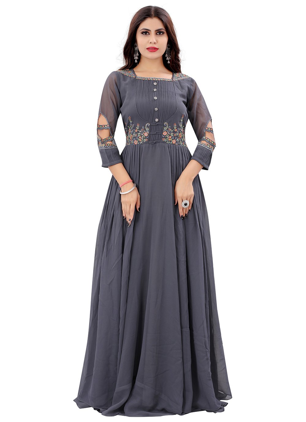 Embroidered Georgette Gown 