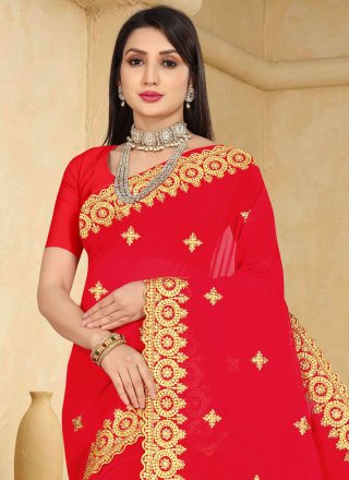 Embroidered Georgette Trendy Saree