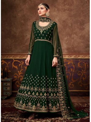 Embroidered Green Ankle Length Anarkali Suit