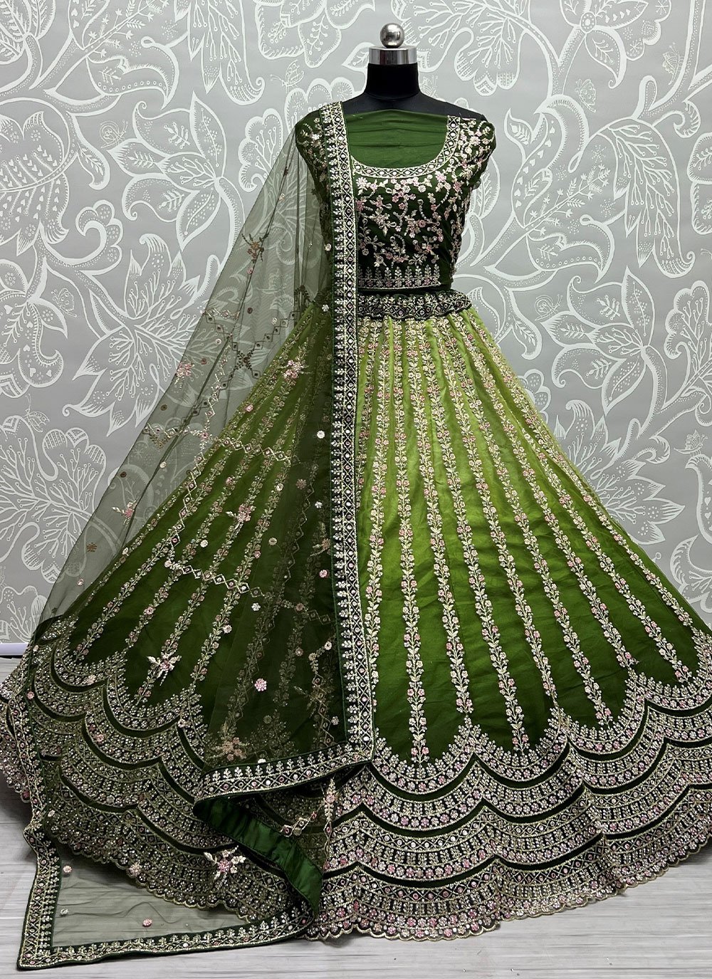 Embroidered Green Designer Lehenga Choli